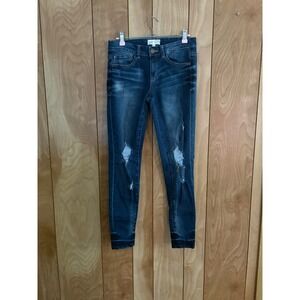 Jolt Womens Distressed Skinny‎ Jeans Dark Wash Blue Denim Size 5/27W Mid Rise